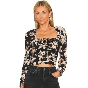 FREE PEOPLE Hilary Floral Crop Puff Sleeve Blouse NEW